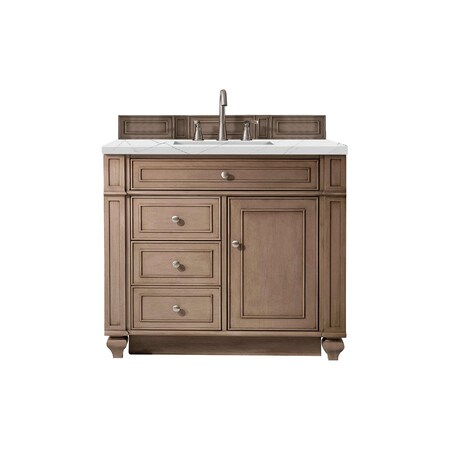 James Martin Vanities Bristol 36in Single Vanity, Whitewashed Walnut w/ 3 CM Ethereal Noctis Quartz Top 157-V36-WW-3ENC